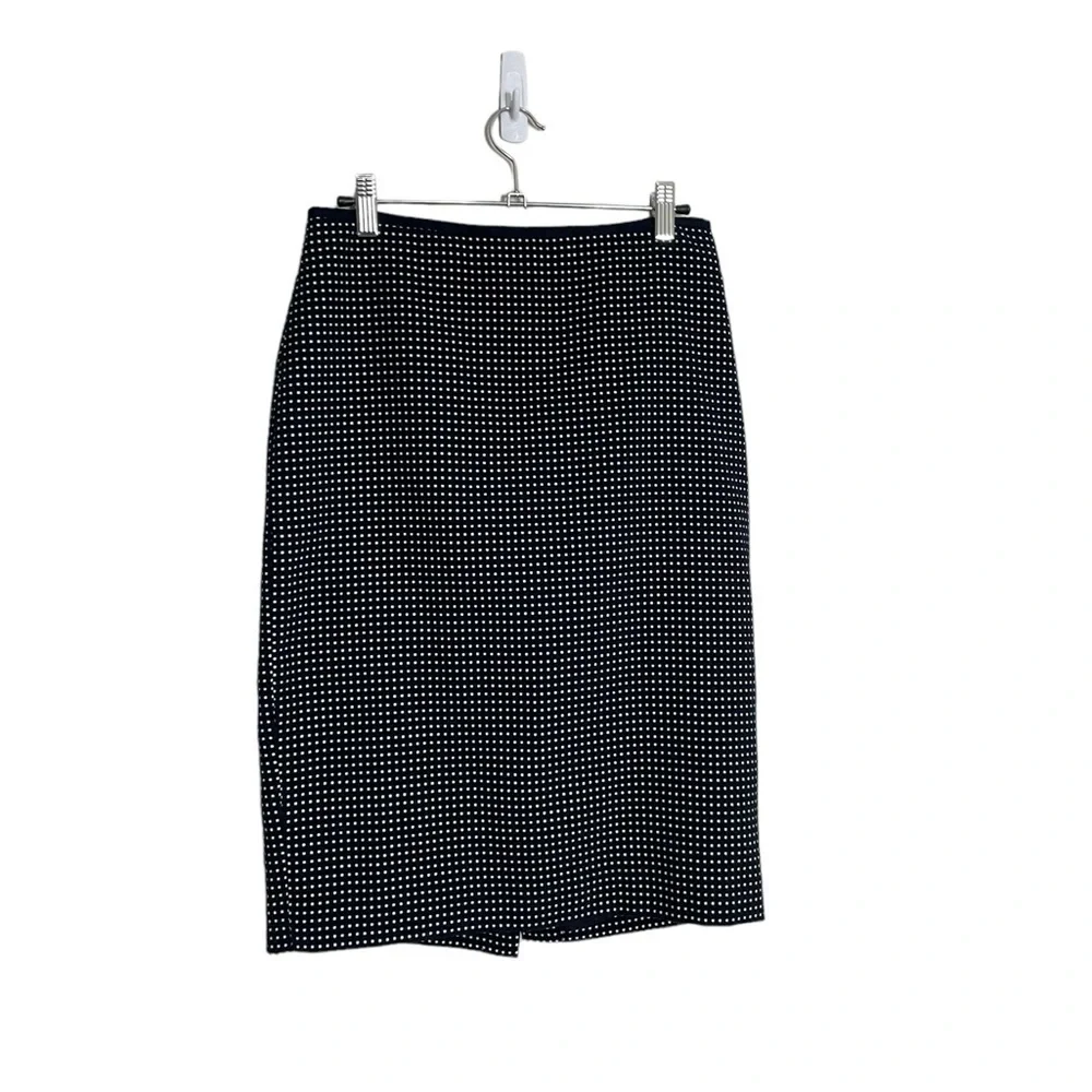 Ann Taylor Navy Blue Micro Polka Dot Knee Length Skirt 2